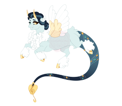 Size: 5400x4700 | Tagged: safe, artist:gigason, oc, oc only, oc:calla, draconequus, hybrid, g4, absurd resolution, adoptable, blue body, blue fur, butt fluff, chest fluff, coat markings, colored, colored chest fluff, colored eyebrows, colored hooves, colored horns, colored pinnae, colored pupils, colored sclera, colored wings, curved horns, devil tail, draconequus oc, eyelashes, female, female oc, flat colors, fluffy, flying, gem, gemstones, gold hooves, gradient tail, heterochromia, hooves, horns, hybrid oc, interspecies offspring, leg markings, lidded eyes, looking back, obtrusive watermark, offspring, parent:coloratura, parent:discord, shiny hooves, shiny horns, simple background, small wings, smiling, socks (coat markings), solo, spread wings, tail, tail fluff, tail markings, thick eyelashes, thick tail, three quarter view, transparent background, two toned wings, unshorn fetlocks, wall of tags, watermark, wings, yellow hooves, yellow wings