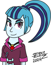 Size: 462x592 | Tagged: safe, artist:sdtwilan9x, sonata dusk, human, rainbow rocks 10th anniversary, equestria girls, g4, my little pony equestria girls: rainbow rocks, bust, disguise, disguised siren, female, signature, simple background, solo, transparent background