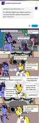 Size: 1061x3347 | Tagged: safe, artist:ask-luciavampire, oc, oc only, oc:ellen nightgaze, oc:lightning eggstrike, oc:lucia nightblood, oc:selena poppy, alicorn, pony, undead, vampire, vampony, tumblr:ask-luciavampire, ask, father and child, father and daughter, female, halloween, holiday, jack-o-lantern, male, mother and child, mother and daughter, parent:oc:lightning eggstrike, parent:oc:selena poppy, pumpkin, tumblr