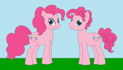 Size: 1246x713 | Tagged: safe, artist:marybethemberjoy49-1, pinkie pie, earth pony, pony, g4, bubble berry, duo, female, male, outdoors, r63 paradox, rule 63