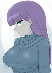 Size: 1837x2574 | Tagged: safe, artist:batipin, maud pie, human, equestria girls, g4, big breasts, blushing, breasts, busty maud pie, female, high res, solo