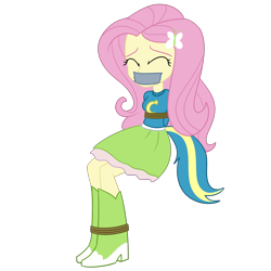 Size: 2000x2000 | Tagged: safe, artist:nie-martw-sie-o-mnie, fluttershy, human, equestria girls, g4, bondage, bound and gagged, clothes, eyes closed, female, femsub, fluttersub, gag, rope, rope bondage, simple background, sitting, skirt, solo, submissive, tape, tape gag, transparent background, wondercolts, wondercolts uniform