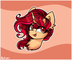 Size: 1900x1600 | Tagged: safe, artist:rejiser, oc, oc only, oc:stellar blossom, pony, unicorn, horn, orange eyes, passepartout, red hair