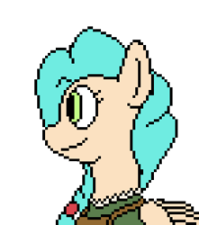 Size: 450x510 | Tagged: safe, artist:nukepony360, oc, oc only, oc:barley fields, pegasus, pony, apron, artfight, barmaid, bust, clothes, digital art, female, hair tie, mare, pixel art, portrait, simple background, solo, transparent background