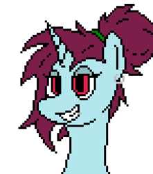 Size: 450x510 | Tagged: safe, artist:nukepony360, oc, oc only, oc:becca daggers, pony, unicorn, ambiguous gender, artfight, bust, digital art, ear piercing, earring, hair tie, horn, jewelry, lip piercing, piercing, pixel art, portrait, simple background, solo, transparent background