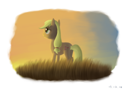 Size: 3507x2480 | Tagged: safe, artist:plainoasis, applejack, earth pony, pony, g4, dawn, female, mare, solo