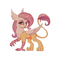 Size: 1000x1000 | Tagged: safe, artist:tanatos, fluttershy, griffon, collaboration:bestiary of fluttershy, g4, collaboration, female, fluttergriffon, griffonized, my little griffon, simple background, solo, species swap, transparent background