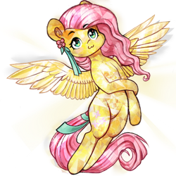 Size: 1000x1000 | Tagged: safe, artist:krista-21, fluttershy, crystal pony, pegasus, pony, collaboration:bestiary of fluttershy, g4, :3, belly, belly button, blushing, collaboration, crepuscular rays, crystallized, ear fluff, eyebrows, eyebrows visible through hair, female, flying, full body, looking at you, mane accessory, mare, simple background, smiling, smiling at you, solo, spread wings, starry eyes, tail accessory, transparent background, wingding eyes, wings