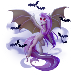 Size: 1000x972 | Tagged: safe, artist:setharu, fluttershy, bat, bat pony, semi-anthro, collaboration:bestiary of fluttershy, g4, armpits, bat ponified, bat wings, belly, belly button, collaboration, cute, female, flutterbat, human shoulders, humanoid torso, long tail, mare, outdoors, race swap, red eyes, simple background, solo, spread wings, tail, transparent background, wings