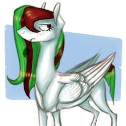 Size: 1700x1700 | Tagged: safe, artist:eugenchen, oc, oc only, oc:finnabar, pegasus, pony, abstract background, female, mare, solo