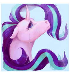 Size: 2067x2168 | Tagged: safe, artist:eugenchen, starlight glimmer, pony, unicorn, g4, crying, curved horn, female, horn, mare, solo