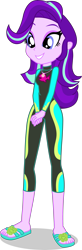 Size: 1443x4408 | Tagged: safe, alternate version, artist:dustinwatsongkx, starlight glimmer, human, equestria girls, g4, clothes swap, female, fluttershy's wetsuit, geode of fauna, hatless, magical geodes, missing accessory, sandals, simple background, solo, swimsuit swap, transparent background, wetsuit