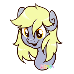 Size: 2100x2100 | Tagged: safe, artist:audreen, derpy hooves, pegasus, pony, g4, bust, portrait, simple background, smiling, solo, white background