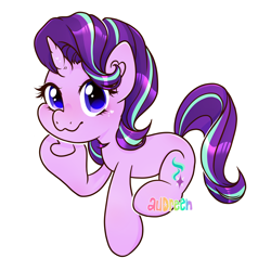 Size: 2100x2100 | Tagged: safe, artist:audreen, starlight glimmer, pony, unicorn, g4, cute, glimmerbetes, hoof heart, horn, simple background, smiling, solo, underhoof, white background