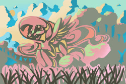 Size: 2400x1600 | Tagged: safe, artist:docwario, fluttershy, pegasus, pony, g4, female, limited palette, mare, outdoors, solo