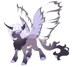 Size: 5400x4900 | Tagged: safe, artist:gigason, oc, oc only, oc:contour caster, alicorn, hybrid, pony, shadow pony, absurd resolution, adoptable, alicorn oc, bangs, blank flank, bobcut, brown coat, chest fluff, coat markings, colored, colored belly, colored chest fluff, colored eyebrows, colored eyelashes, colored head, colored hooves, colored horn, colored pinnae, colored sclera, colored wings, curved horn, diamond pupils, ethereal tail, eye markings, eyebrows, eyebrows visible through hair, eyeshadow, facial markings, fangs, female, female oc, flat colors, flowing tail, frown, gradient legs, gradient mane, gradient tail, hooves, horn, hybrid oc, leg markings, leonine tail, lidded eyes, long tail, looking at you, looking back, makeup, mare oc, multicolored tail, multicolored wings, neck fluff, no catchlights, obtrusive watermark, offspring, pale belly, parent:pony of shadows, parent:twilight sparkle, purple coat, purple eyes, purple hooves, purple sclera, ruff, short hair, simple background, socks (coat markings), solo, spread wings, standing, straight mane, stripe (coat marking), striped horn, tail, thick eyelashes, three quarter view, transparent background, transparent wings, two toned mane, unicorn horn, wall of tags, watermark, white belly, white eyelashes, white pupils, wing markings, wings