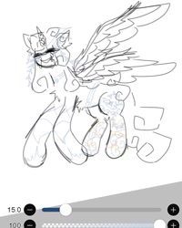 Size: 720x901 | Tagged: safe, artist:vtxxdd, oc, oc only, oc:breezing supernovae, alicorn, pony, armor, art program in frame, crying, ibispaint x, sketch, smiling, solo