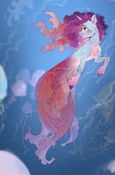 Size: 1270x1920 | Tagged: safe, artist:bug生物, idw, misty brightdawn, fish, jellyfish, merpony, sea pony, seapony (g4), unicorn, g5, my little pony: set your sail, spoiler:comic, spoiler:g5comic, beautiful, bubble, cloven hooves, coral, cover, cover art, crepuscular rays, curly mane, curly tail, cute, female, fish tail, flowing mane, flowing tail, freckles, happy, horn, jewelry, mare, necklace, ocean, open mouth, open smile, rebirth misty, scales, sea pony (g5), seaponified, seapony misty brightdawn, seaweed, smiling, species swap, sunlight, swimming, tail, underwater, unshorn fetlocks, water