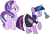 Size: 1280x893 | Tagged: safe, artist:kingdom-of-rp, starlight glimmer, twilight sparkle, alicorn, pony, unicorn, g4, clothes, duo, duo female, duster, female, glowing, glowing horn, happy trance, horn, hypnosis, hypnotized, maid, mare, simple background, smiling, smirk, transparent background, twilight sparkle (alicorn)