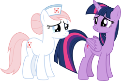 Size: 4453x3000 | Tagged: safe, artist:cloudy glow, nurse redheart, twilight sparkle, alicorn, earth pony, pony, a flurry of emotions, g4, my little pony: friendship is magic, season 7, cute, duo, duo female, female, mare, simple background, transparent background, twiabetes, twilight sparkle (alicorn), vector