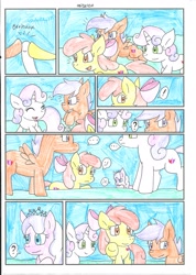 Size: 1606x2255 | Tagged: safe, artist:cmara, apple bloom, diamond tiara, scootaloo, sweetie belle, earth pony, pegasus, unicorn, g4, comic, female, filly, foal, horn