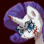 Size: 64x64 | Tagged: safe, artist:av, rarity, pony, unicorn, g4, blood, blue eyes, digital art, horn, nosebleed, pixel art, purple hair, purple mane, simple background, solo, white coat