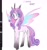 Size: 1394x1491 | Tagged: safe, artist:peachmichea, princess flurry heart, alicorn, changeling, hybrid, pony, g4, art program in frame, colored, colored sketch, concave belly, curved horn, english, female, gradient horn, half changeling, horn, mare, older, older flurry heart, sketch, slender, solo, standing, thin