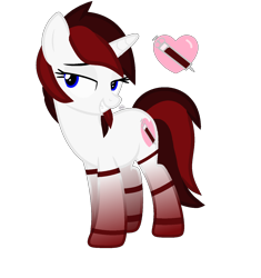 Size: 1318x1402 | Tagged: safe, artist:av, oc, oc only, oc:blood drop, pony, unicorn, base used, bedroom eyes, blue eyes, gradient legs, horn, red hair, red mane, sharp teeth, simple background, solo, teeth, transparent background, white coat