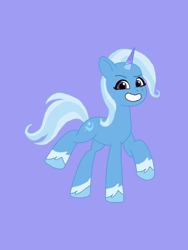 Size: 1080x1440 | Tagged: safe, artist:shucku, trixie, pony, unicorn, g4, g5, base used, blue background, female, g4 to g5, generation leap, horn, mare, simple background, solo, tell your tale accurate