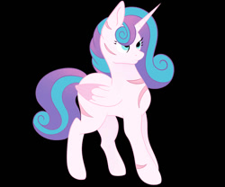 Size: 980x815 | Tagged: safe, artist:harriet0105, princess flurry heart, alicorn, pony, g4, adult flurry heart, black background, female, folded wings, hair over one eye, mare, no shading, older, older flurry heart, scar, simple background, solo, tail, two toned hair, two toned mane, two toned tail, wings