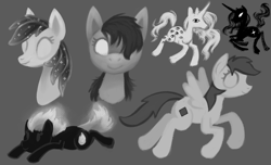 Size: 1680x1024 | Tagged: safe, artist:acura, oc, oc only, unnamed oc, pony, looking at you, monochrome, side view, sketch, sketch dump