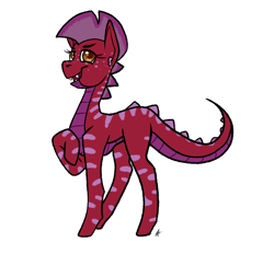 Size: 7000x6500 | Tagged: safe, artist:katyusha, oc, oc only, oc:cinnabar, lizard, pony, concave belly, female, requested art, simple background, solo, white background