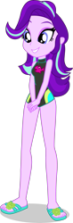 Size: 1443x4408 | Tagged: safe, alternate version, artist:dustinwatsongkx, edit, starlight glimmer, human, equestria girls, g4, my little pony equestria girls: better together, accessory swap, clothes, clothes swap, feet, female, fluttershy's one-piece swimsuit, fluttershy's swimsuit, fluttershy's wetsuit, one-piece swimsuit, sandals, simple background, solo, swimsuit, swimsuit edit, swimsuit swap, transparent background, vector