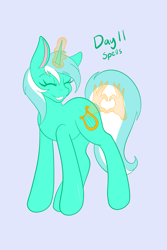 Size: 1365x2048 | Tagged: safe, artist:mscolorsplash, lyra heartstrings, pony, unicorn, g4, cute, eyes closed, hand, heart, heart hands, horn, lyrabetes, magic, magic aura, magic hands, simple background, smiling, solo, that pony sure does love hands