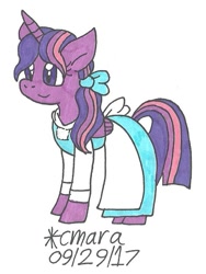 Size: 612x816 | Tagged: safe, artist:cmara, twilight sparkle, alicorn, pony, g4, alternate hairstyle, beauty and the beast, belle, clothes, costume, cute, dress, female, mare, nightmare night, solo, twiabetes, twilight sparkle (alicorn)