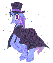 Size: 1884x2228 | Tagged: safe, artist:dawhitechangling, oc, oc only, oc:flawless sparklemoon, pony, unicorn, my little pony the movie: the death of twilight sparkle, female, fusion, fusion:trixie, fusion:twilight sparkle, fusion:twixie, hat, horn, mare, solo, top hat