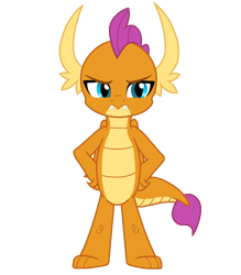 Size: 1750x2000 | Tagged: safe, artist:lnx1ynight16, smolder, dragon, g4, season 8, the hearth's warming club, angry, dragoness, female, folded wings, hand on hip, horn, looking at you, simple background, smolder is not amused, tail, transparent background, unamused, vector, wings