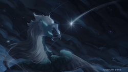 Size: 5760x3240 | Tagged: safe, artist:flightless birdie, oc, oc only, pegasus, pony, cheek fluff, commission, ear fluff, outdoors, shooting star, spread wings, wings, ych result