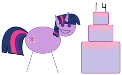 Size: 1215x755 | Tagged: safe, artist:twilyisbestpone, derpibooru exclusive, twilight sparkle, pony, unicorn, mlp fim's fourteenth anniversary, g4, 1000 hours in ms paint, birthday cake, cake, female, food, happy, horn, intentionally bad, mare, ms paint, quality, simple background, smiling, stick figure, stick pony, stickpony, stylistic suck, unicorn twilight, white background