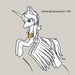 Size: 1500x1500 | Tagged: safe, artist:cassandra211190, oc, oc:κασσάνδρα, alicorn, pony, alicorn oc, female, horn, mare, slender, thin, wings