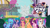 Size: 2063x1161 | Tagged: safe, artist:limedazzle, artist:not-yet-a-brony, applejack, fluttershy, hitch trailblazer, izzy moonbow, misty brightdawn, pinkie pie, pipp petals, rainbow dash, rarity, sparky sparkeroni, sunny starscout, twilight sparkle, zipp storm, alicorn, dragon, earth pony, pegasus, pony, unicorn, g4, g5, my little pony: friendship is magic, the last problem, 2024, anniversary, canterlot, end of g5, friends, friendship, horn, lyrics, mane five, mane seven (g5), mane six, mane six (g5), milestone, my little pony logo, october, outdoors, song reference, statue, text, the magic of friendship grows, youtube link in the description