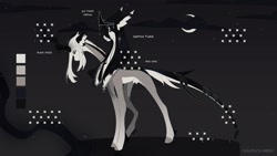 Size: 2560x1440 | Tagged: safe, artist:flightless birdie, oc, oc only, pony, unicorn, adoptable, concave belly, conjoined, conjoined twins, ear piercing, earring, horn, jewelry, leonine tail, male, piercing, pubic fluff, reference sheet, regalia, slender, stallion, tail, thin