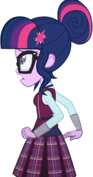 Size: 1330x2520 | Tagged: safe, edit, edited screencap, editor:mrtoonlover83, screencap, sci-twi, twilight sparkle, human, equestria girls, g4, my little pony equestria girls: friendship games, background removed, clothes, crystal prep academy uniform, female, glasses, necktie, school tie, school uniform, schoolgirl, simple background, solo, transparent background, uniform