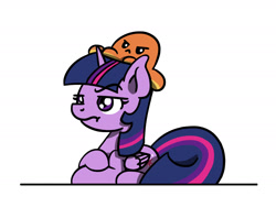 Size: 1800x1350 | Tagged: safe, artist:flutterluv, twilight sparkle, alicorn, octopus, pony, g4, lying down, meme, plushie, ponified animal photo, ponified meme, prone, simple background, solo, twilight sparkle (alicorn), twilight sparkle is not amused, unamused, white background