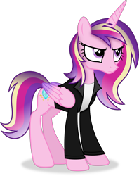 Size: 4646x5875 | Tagged: safe, artist:anime-equestria, princess cadance, alicorn, pony, g4, alternate hairstyle, clothes, concave belly, female, horn, jacket, simple background, slender, solo, thin, transparent background, vector, wings