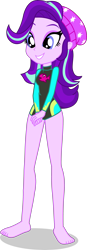 Size: 1527x4408 | Tagged: safe, alternate version, artist:dustinwatsongkx, edit, starlight glimmer, human, equestria girls, g4, my little pony equestria girls: better together, accessory swap, barefoot, clothes, clothes swap, feet, female, fluttershy's one-piece swimsuit, fluttershy's swimsuit, fluttershy's wetsuit, hat, legless, long sleeves, one-piece swimsuit, simple background, solo, swimsuit, swimsuit edit, swimsuit swap, transparent background, vector