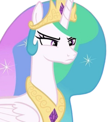 Size: 827x936 | Tagged: safe, edit, edited screencap, editor:mrtoonlover83, screencap, princess celestia, alicorn, pony, g4, my little pony: friendship is magic, background removed, celestia is not amused, female, not a vector, simple background, solo, transparent background, unamused