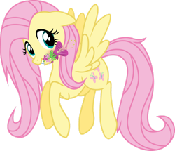 Size: 1280x1099 | Tagged: safe, artist:sparkponies, fluttershy, pegasus, pony, g4, female, flower, mare, mouth hold, simple background, solo, transparent background