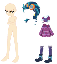 Size: 459x519 | Tagged: safe, artist:lordsfrederick778, artist:selenaede, indigo zap, equestria girls, g4, bald, base used, indigo zap is not amused, nudity, shadowbolts, simple background, solo, unamused, white background