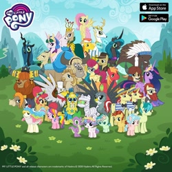 Size: 1080x1080 | Tagged: safe, gameloft, idw, big macintosh, big wig, carrot cake, chief thunderhooves, coral currents, cozy glow, cranky doodle donkey, flam, flim, fluttershy, gabby, gallus, ginger beard, gustave le grande, horwitz, hyper sonic, indiana pones, jeff letrotski, king aspen, lemon crumble, posey shy, prince rutherford, princess celestia, princess flurry heart, queen birch, queen chrysalis, rainbow harmony, rainbow trout (g4), sandbar, spike, twilight sparkle, yona, alicorn, buffalo, changeling, changeling queen, donkey, dragon, earth pony, fish, griffon, pegasus, pony, unicorn, yak, g4, reflections, brothers, evil celestia, evil counterpart, flim flam brothers, friendship student, horn, indiana jones, mirror universe, older, older twilight, older twilight sparkle (alicorn), outdoors, princess twilight 2.0, reversalis, siblings, twilight sparkle (alicorn)